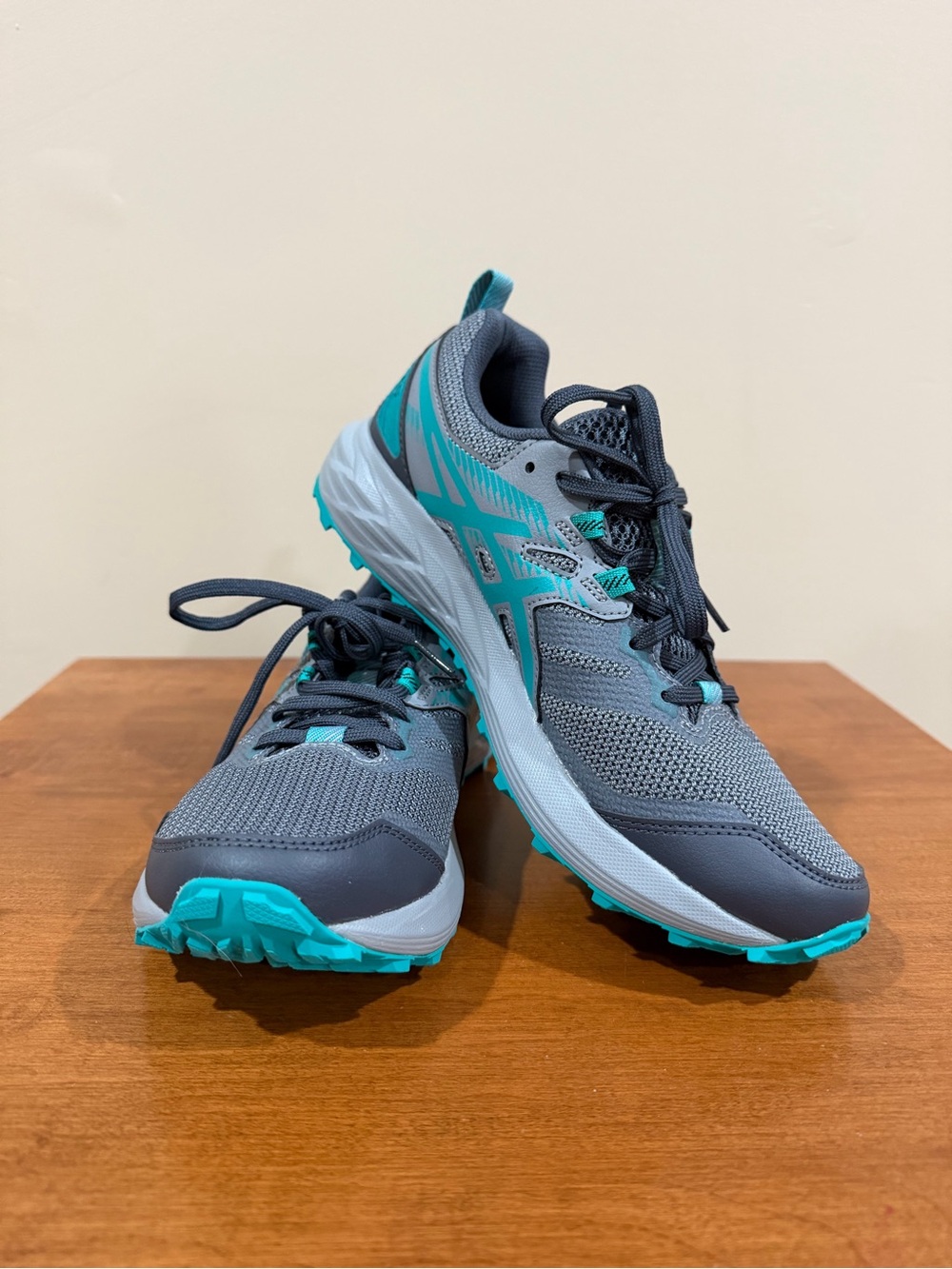 Asics Gray and Teal Women's Athletic Running Shoes